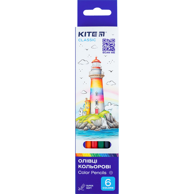 Color pencils Kite Classic K-050, 6 pcs.