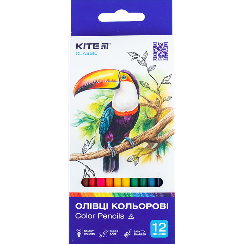 Color pencils triangula Kite Classic K-053, 12 pcs.