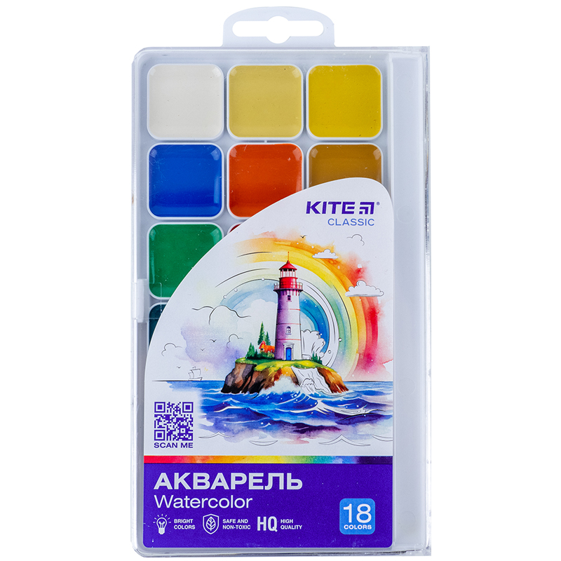 Watercolor paints Kite Classic K-066, 18 colors