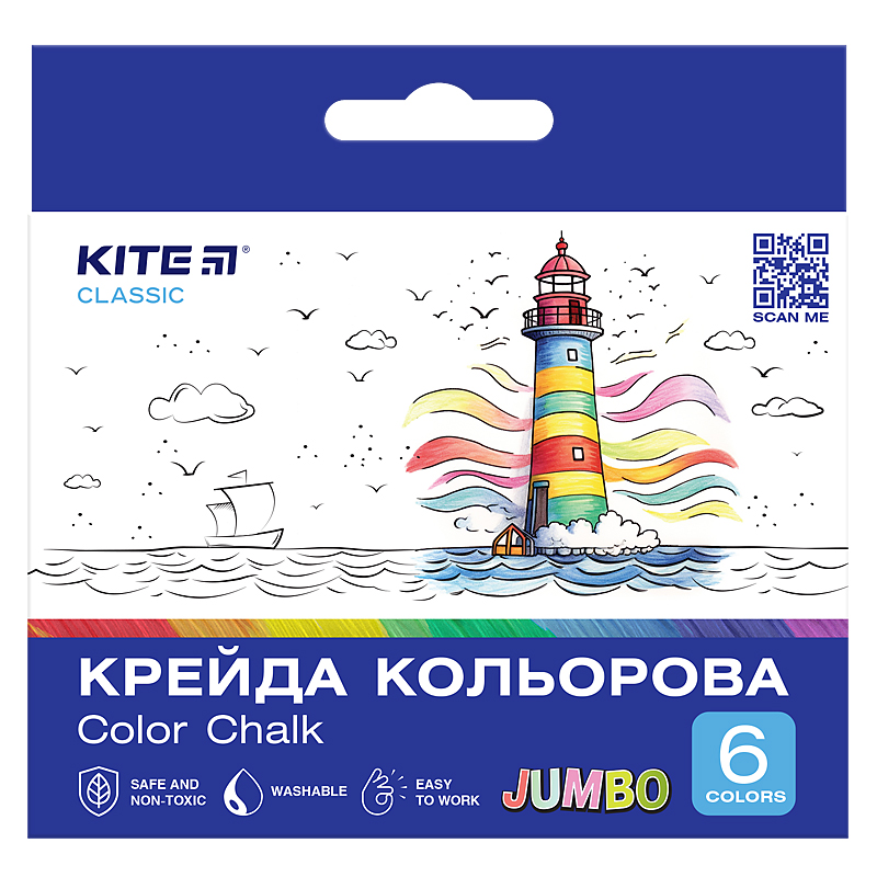 Farbige Kreide Kite Classic Jumbo K-073, 6 Farben