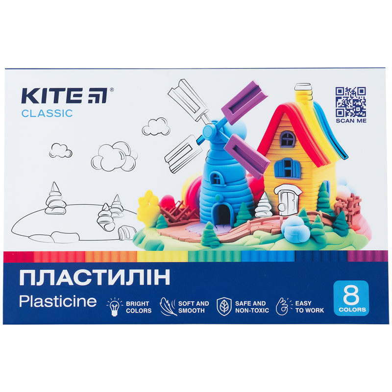 Plastilin Kite Classic K-082, 8 Farben, 160 g