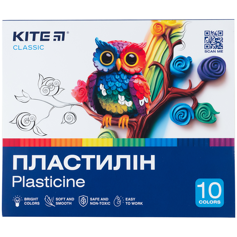 Plastilin Kite Classic K-084, 10 Farben, 200 g