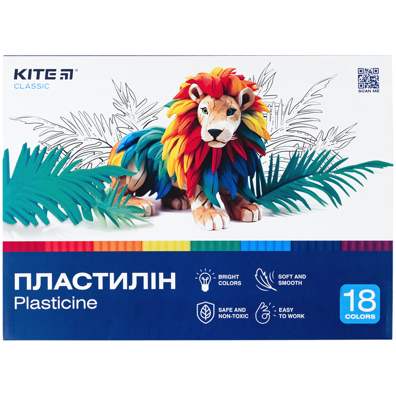 Plasticine Kite Classic K-085, 18 colors, 360 g