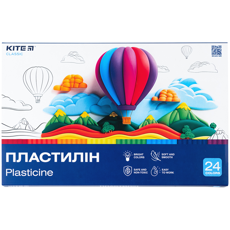 Plastilin Kite Classic K-089, 24 Farben, 480 g