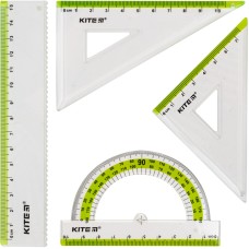 Set Kite К17-280-09: 15 cm Lineal, 2 Quadrate, Winkelmesser (hellgrün gestreift) 1