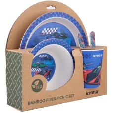 Bamboo fiber picnic set with crafting box Kite Racing, K20-313-2 (5 pcs) 1
