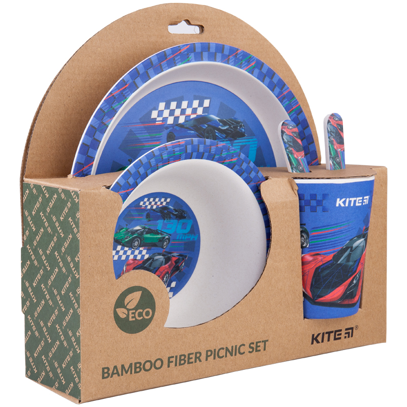 Bamboo fiber picnic set with crafting box Kite Racing, K20-313-2 (5 pcs)