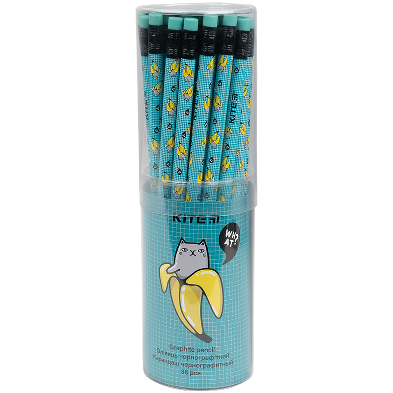 Graphite pencil with eraser Kite Bananas K21-056-4, 36 pcs.