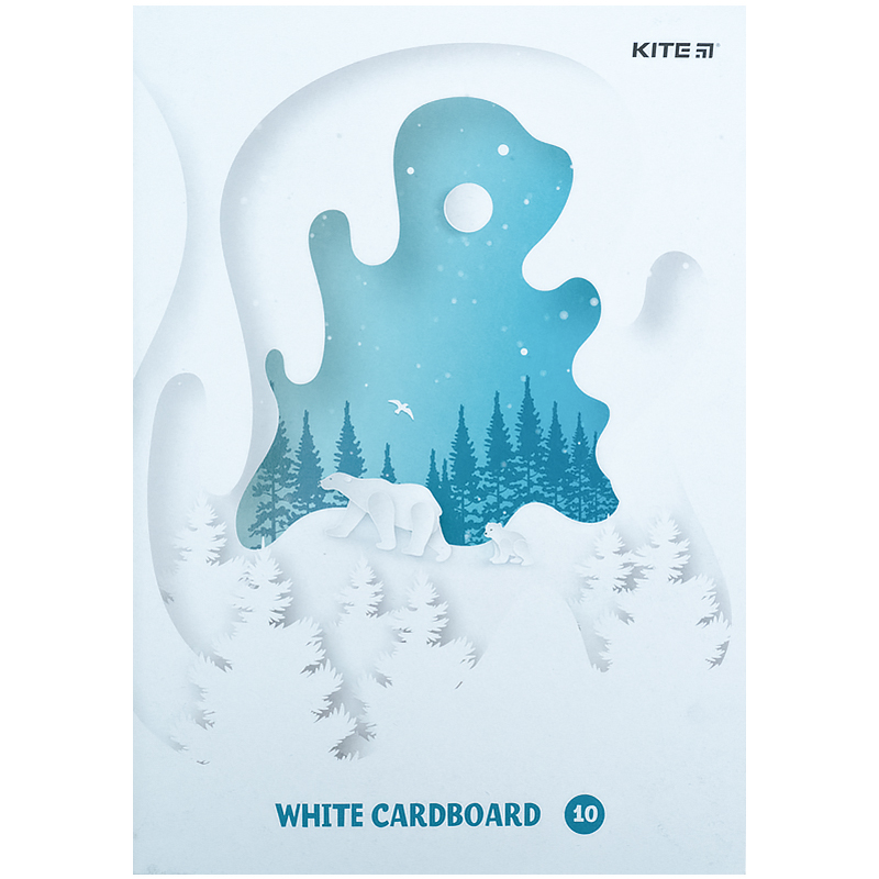 Cardboard white single-sided A4 (10 sheets), folder, Kite K21-1254