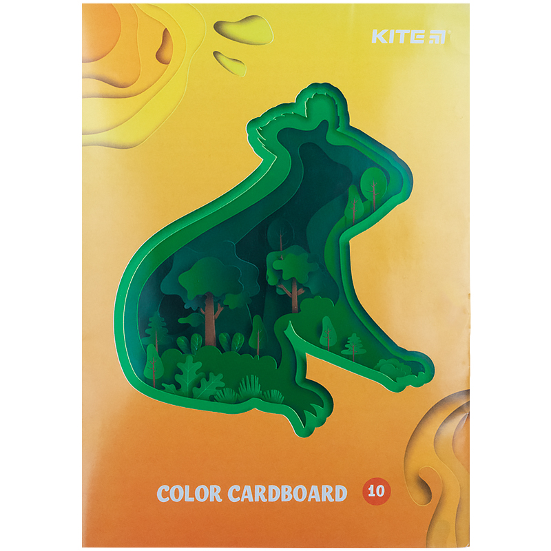 Color cardboard single-sided Kite K21-1257, A5, 10 sheets/10 colors, staplebound