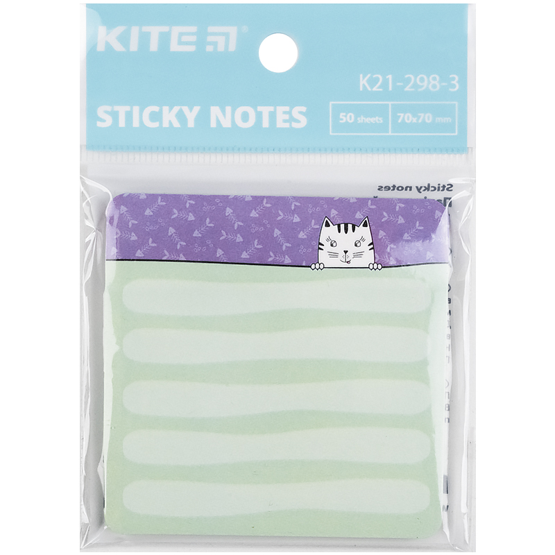 Sticky notes Kite Cat K21-298-3, 70х70 mm, 50 sheets