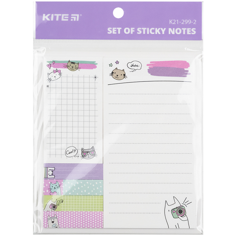 Sticky notes Kite Cats K21-299-2, set 
