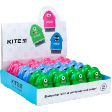 Sharpener with container and eraser Kite Faces K21-365, assorted 1