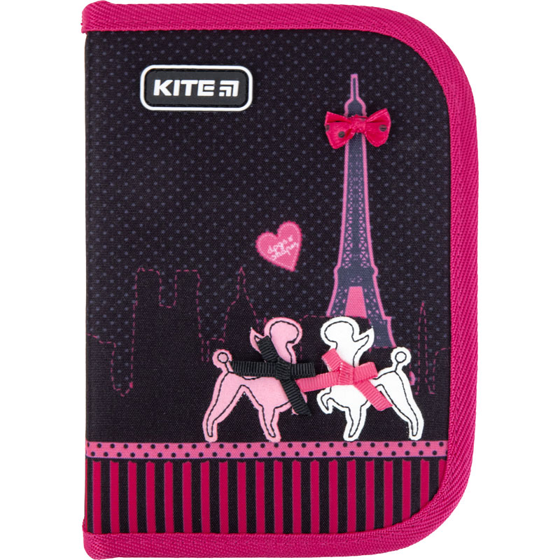 Pencil case Kite Education Weekend In Paris K21-622-1, 1 compartment, 2 folds, stationery not included