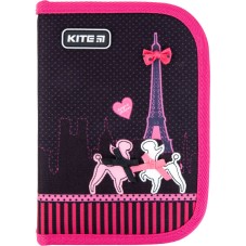Pencil case Kite Education Weekend In Paris K21-622H-1, 1 compartment, 2 folds, stationery included