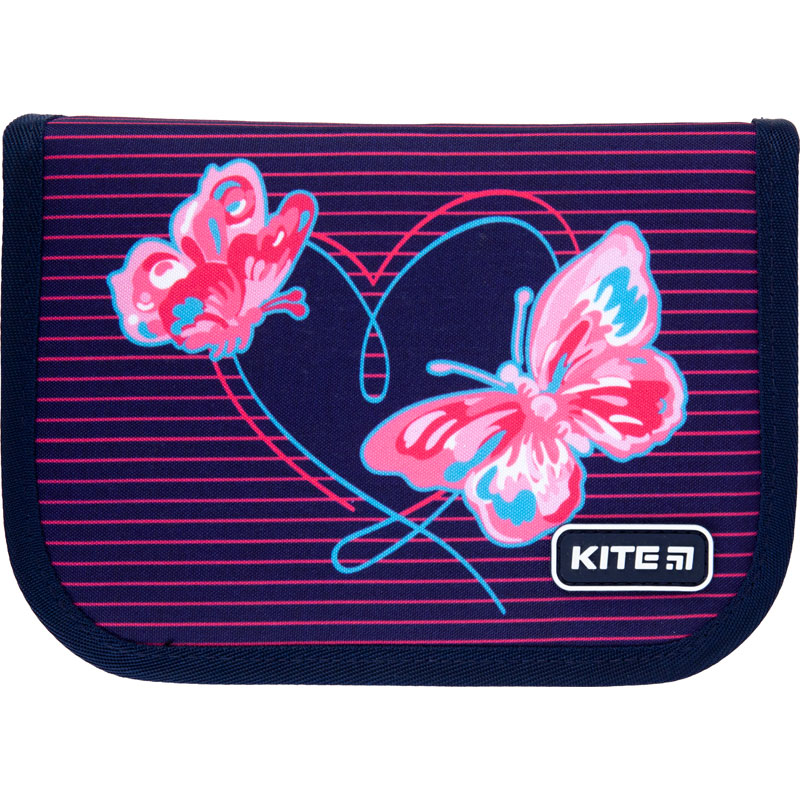 Pencil case Kite Education Butterflies K21-622H-3, 1 compartment, 2 folds, stationery included