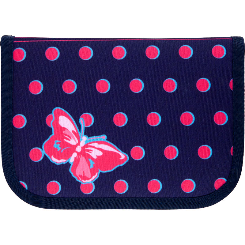 Pencil case Kite Education Butterflies K21-622H-3, 1 compartment, 2 folds, stationery included