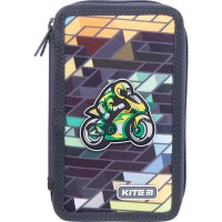 Pencil case Kite Education Motorbike K21-623-2, 2 compartments, stationery not included 