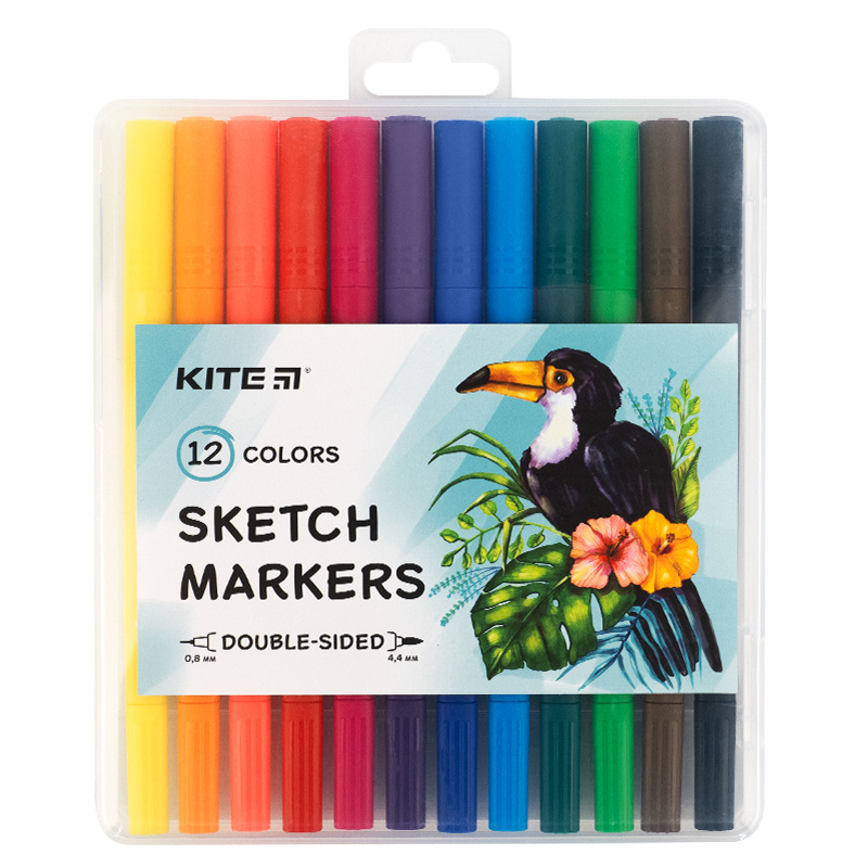 Sketch markers Kite K22-044, 12 colors