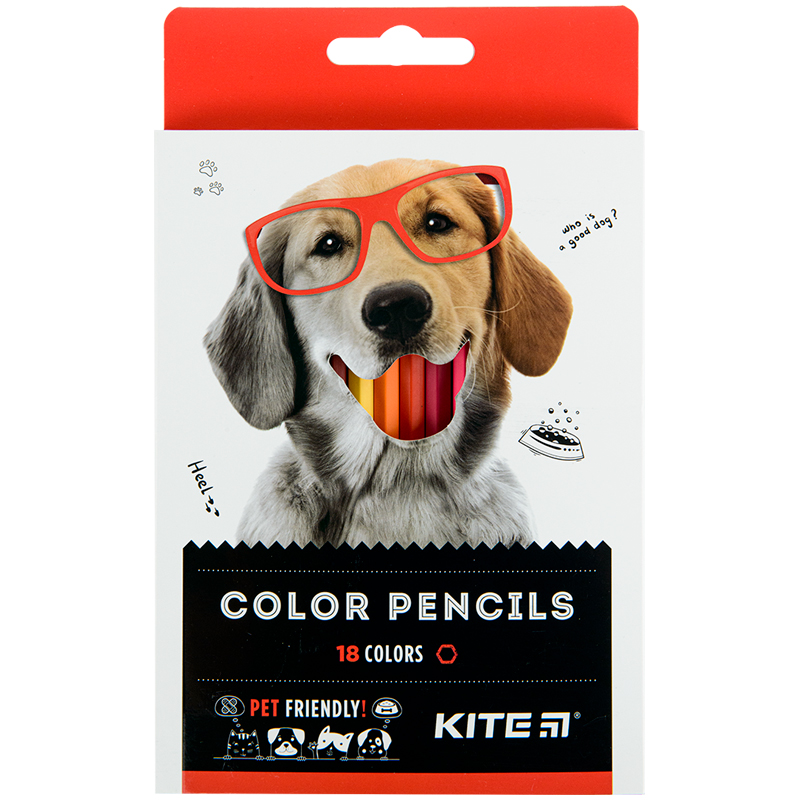 Colored pencils Kite Dogs K22-052-1, 18 colors