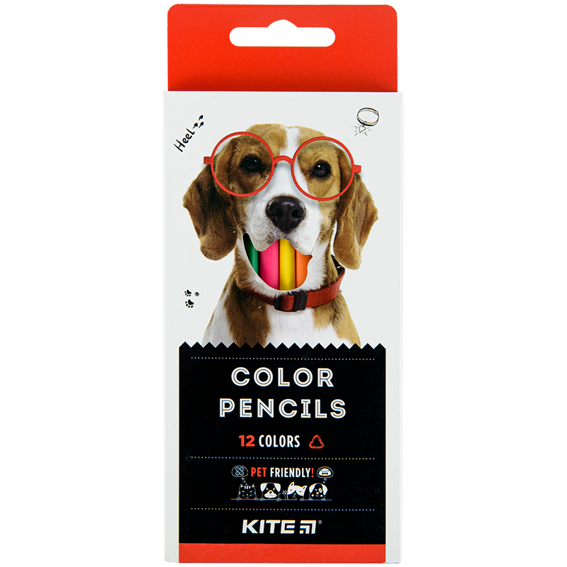 Dreiseitige Buntstifte Kite Dogs K22-053-1, 12 Farben