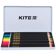 Dreiseitige Buntstifte Kite Dogs K22-058-1, 12 Farben, Federmäppchen aus Metall 2