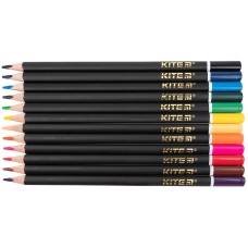 Color pencils triangular Kite Fantasy K22-058-2, 12 colors, metal pencil case 3