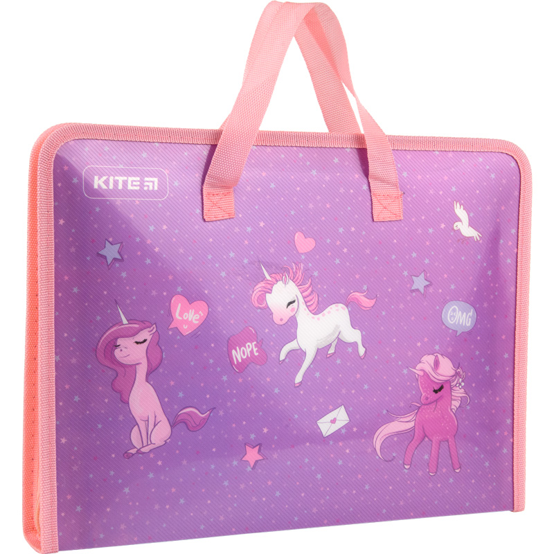 Folder-briefcase with zipper Kite Unicorn K22-202-02, 1 compartment, A4