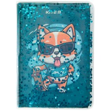 Notebook Kite Corgi K22-231-2, PVC-cover with glitter, A6, 80 sheets, squared 1