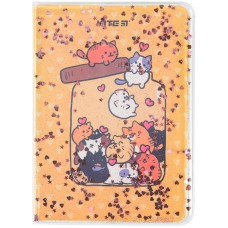 Notebook Kite Cats K22-231-4, PVC-cover with glitter, A6, 80 sheets, squared 1