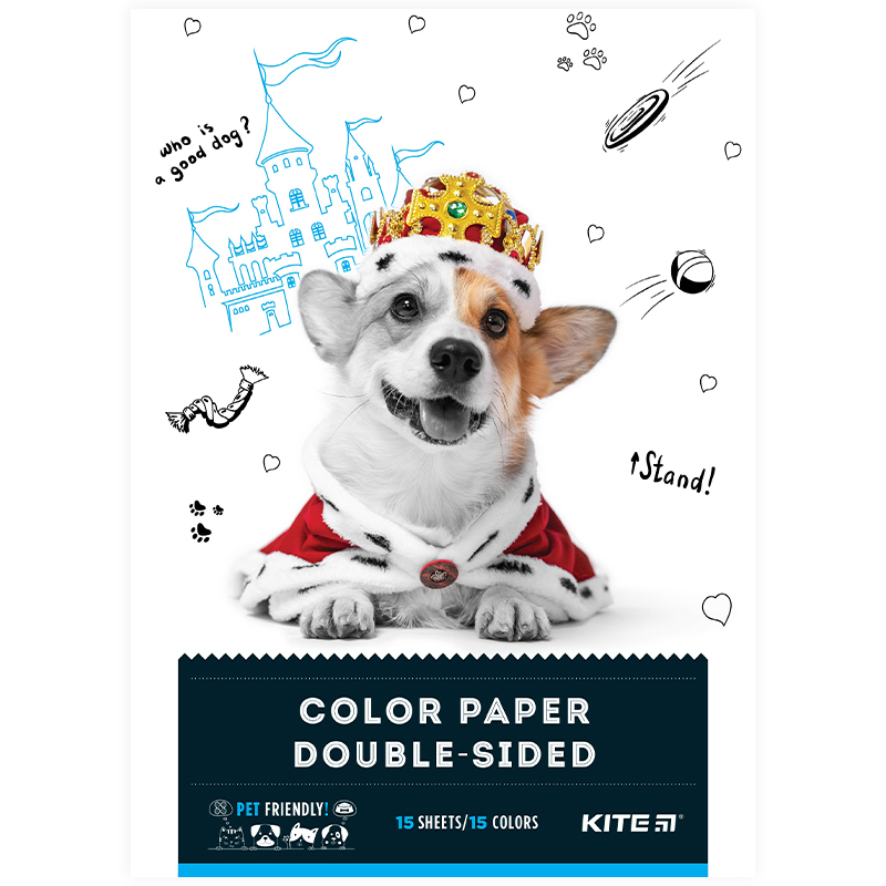 Papier (farbig beidseitig) Kite Dogs K22-250-1, 15 Blätter/15 Stück, A4