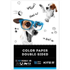 Color paper double-sided Kite Dogs K22-293, А5, 10 sheets/10 colors