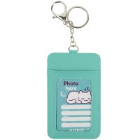 Name badge with carabiner Kite K22-297-02, vertical, turquoise