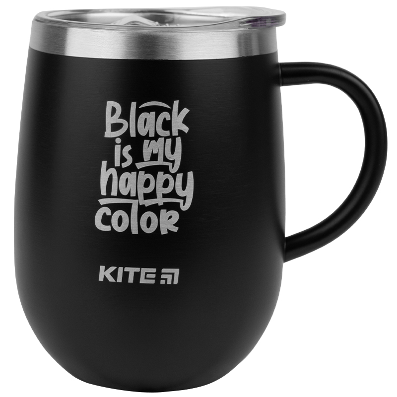 Thermomug Kite Black is my happy color K22-378-01-2, 360 ml, black