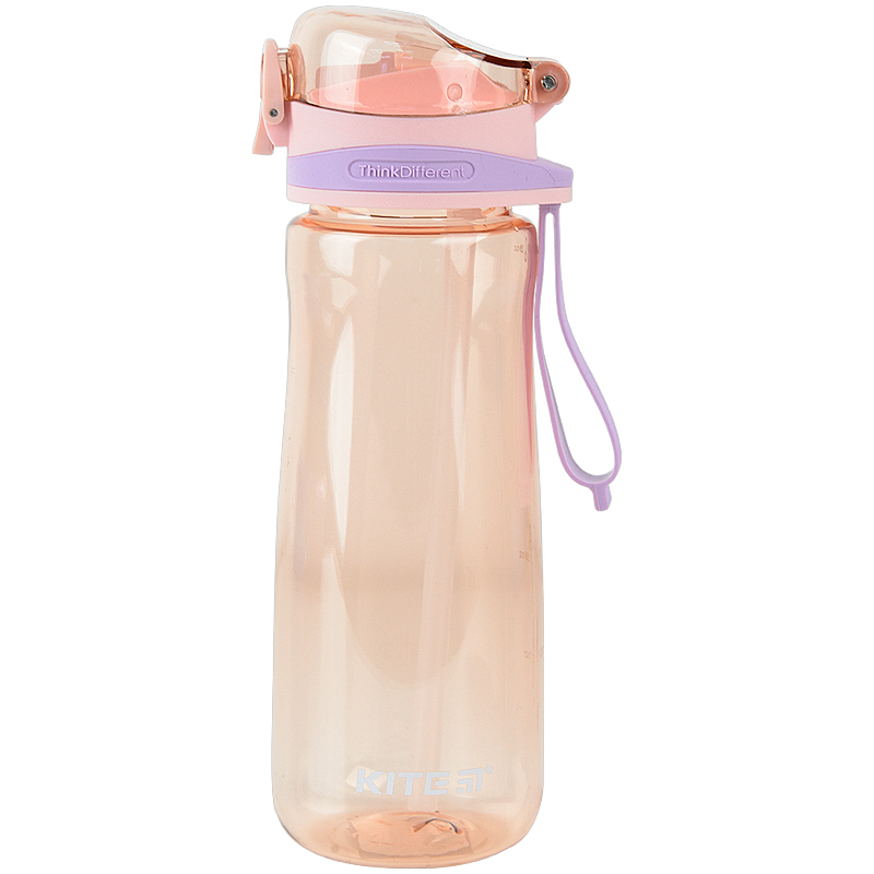 Water bottle with a straw Kite K22-419-01, 600 мл, pink