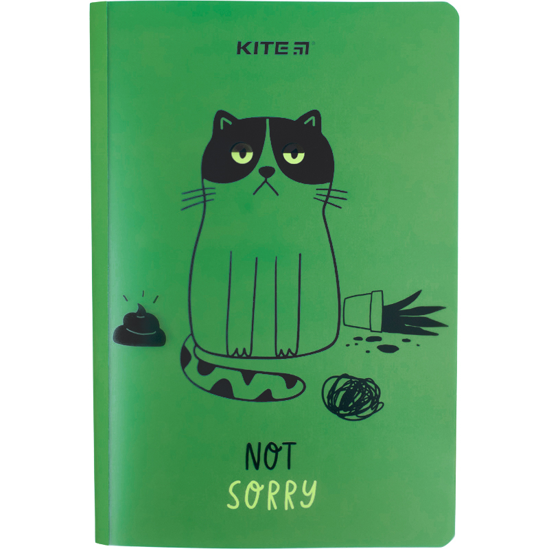 Kunststoff-Notizblock Kite Sorry cat K22-460-2, А5+, 40 Blätter, kariert