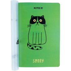 Notebook platic double cover Kite Sorry cat K22-460-2, A5+, 40 sheets 1
