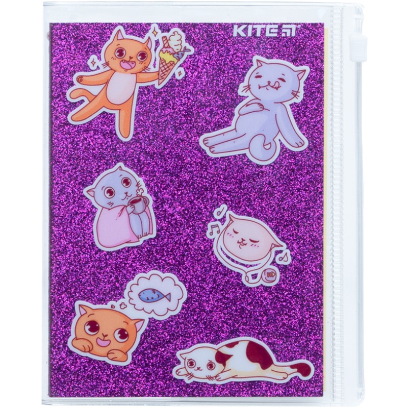 Notizblock mit Silikonhülle Kite Purple cats K22-462-2, 80 Seiten