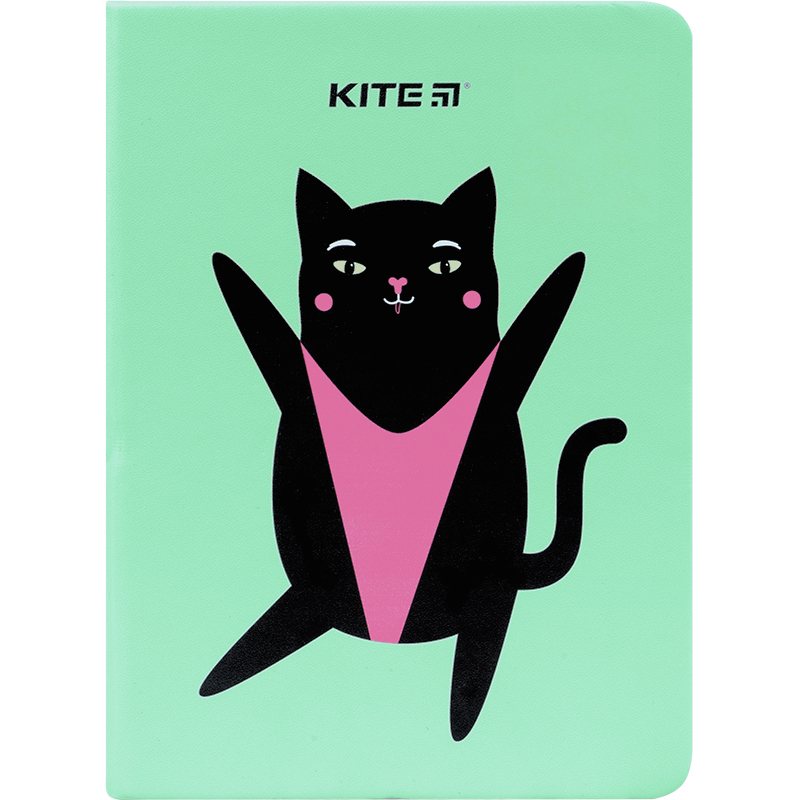 Notebook Kite Green cat K22-464-2, hard cover, В6, 96 sheets, squared