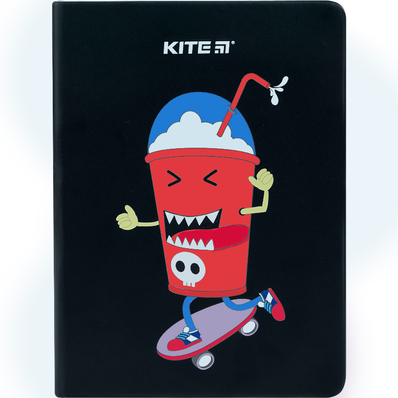 Notebook Kite Black skate K22-464-4, hard cover, В6, 96 sheets, squared