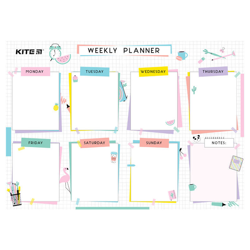 Wall-mounted weekly planner Kite Lady K22-471-4, А4