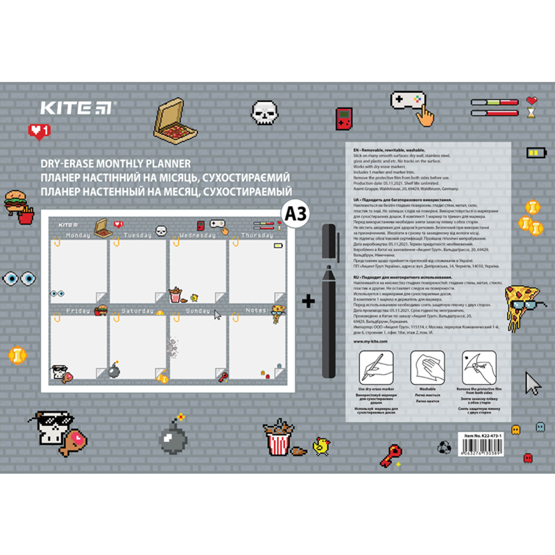Desktop-Planer für die Woche Kite Pixel K22-473-1, A3