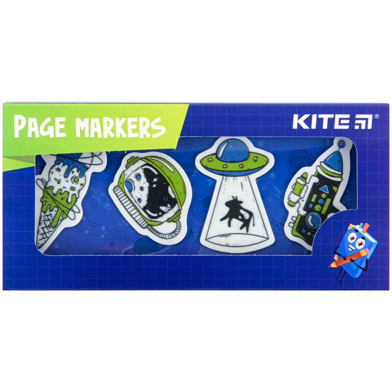 Page markers Kite UFO K22-479-2, 4x20 pcs, 30x50 mm