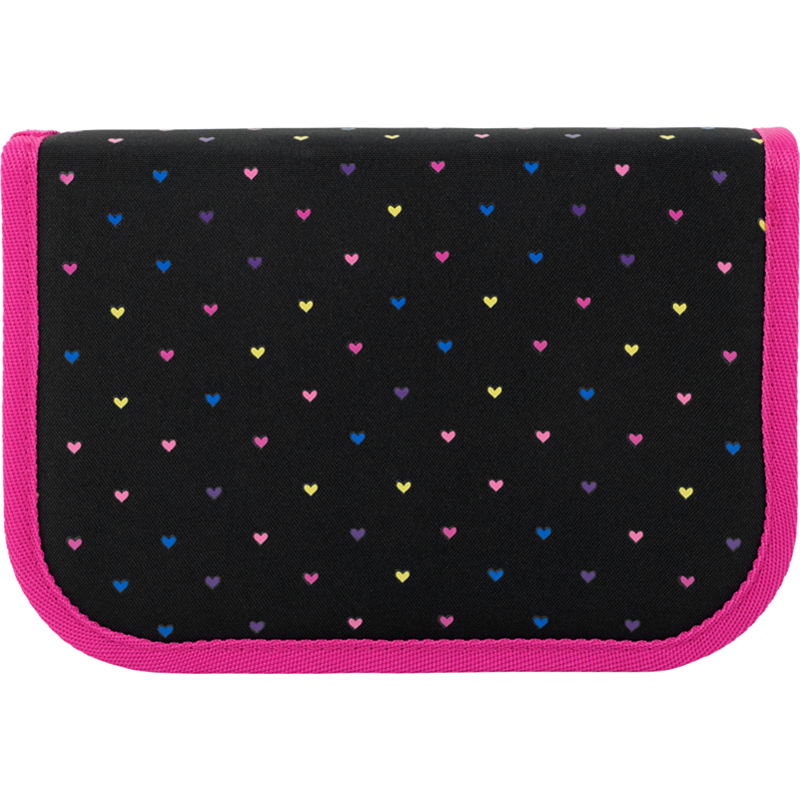 Pencil case Kite Hearts К22-622-11, 1 compartment, 2 folds