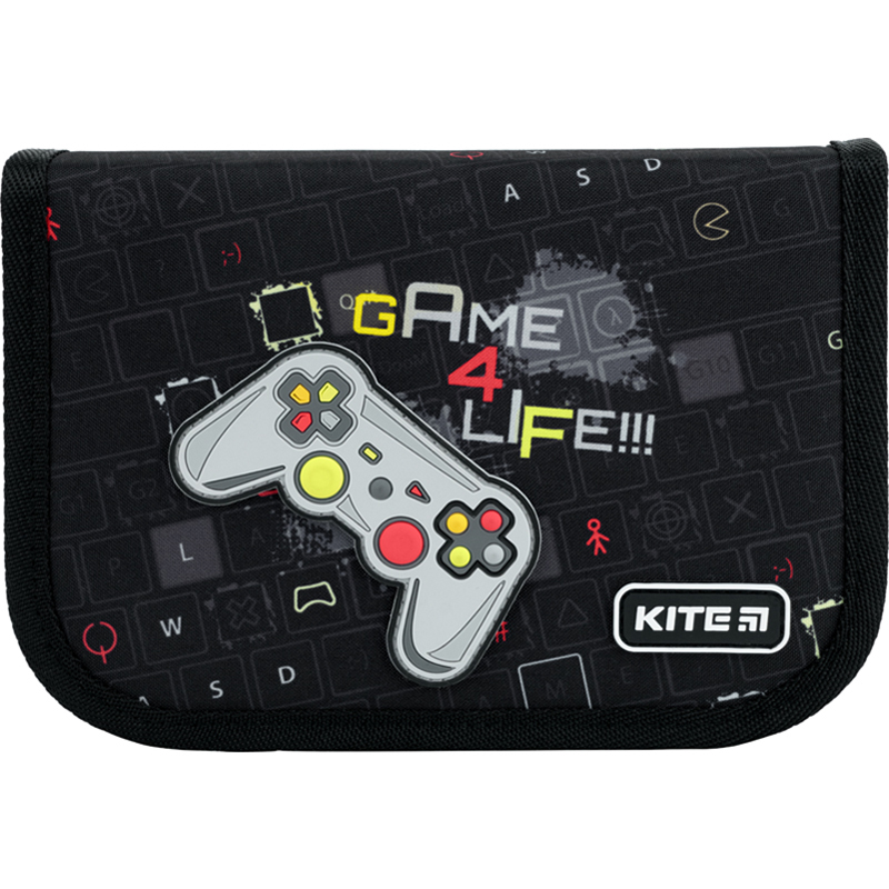 Pencil case Kite Game 4 Life K22-622-4, 1 compartment, 2 folds