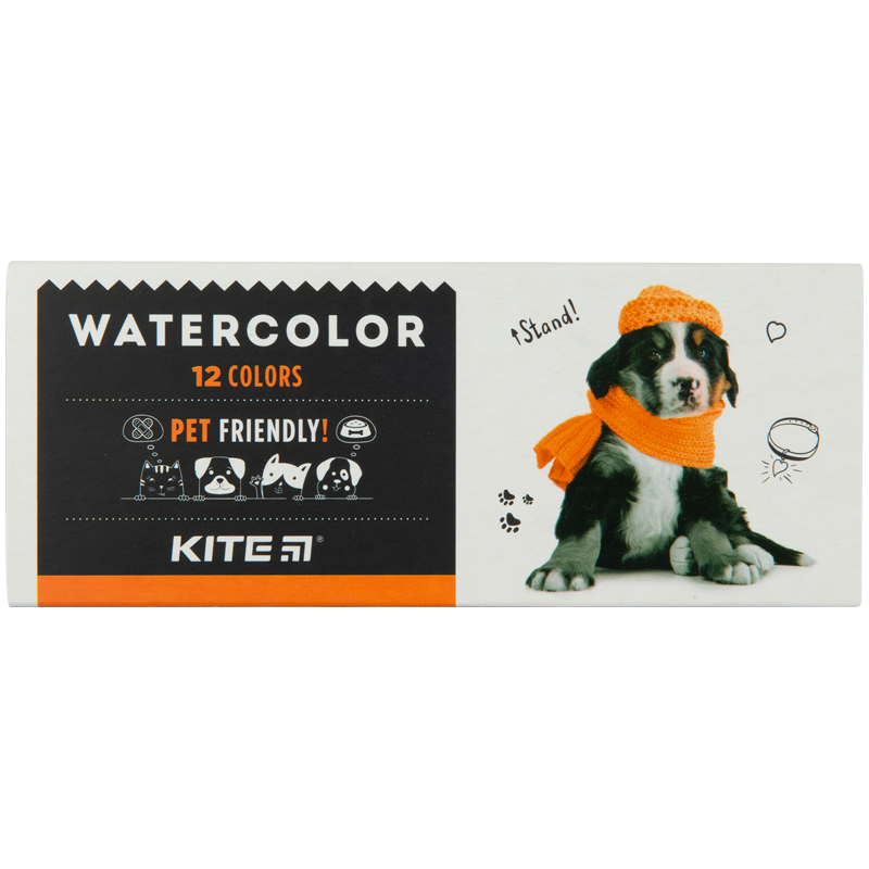 Watercolor paints Kite Dogs K23-041, 12 colors, cardboard box