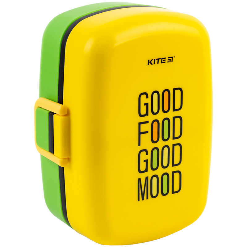 Lunchbox with fork and spoon Kite K23-180-4, 1150 ml, yellow