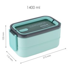 Lunchbox double layer Kite K23-183-2, 1400 ml, green 1