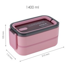 Lunchbox doppelt mit Füllung Kite K23-183-3, 1400 ml, rosa 1