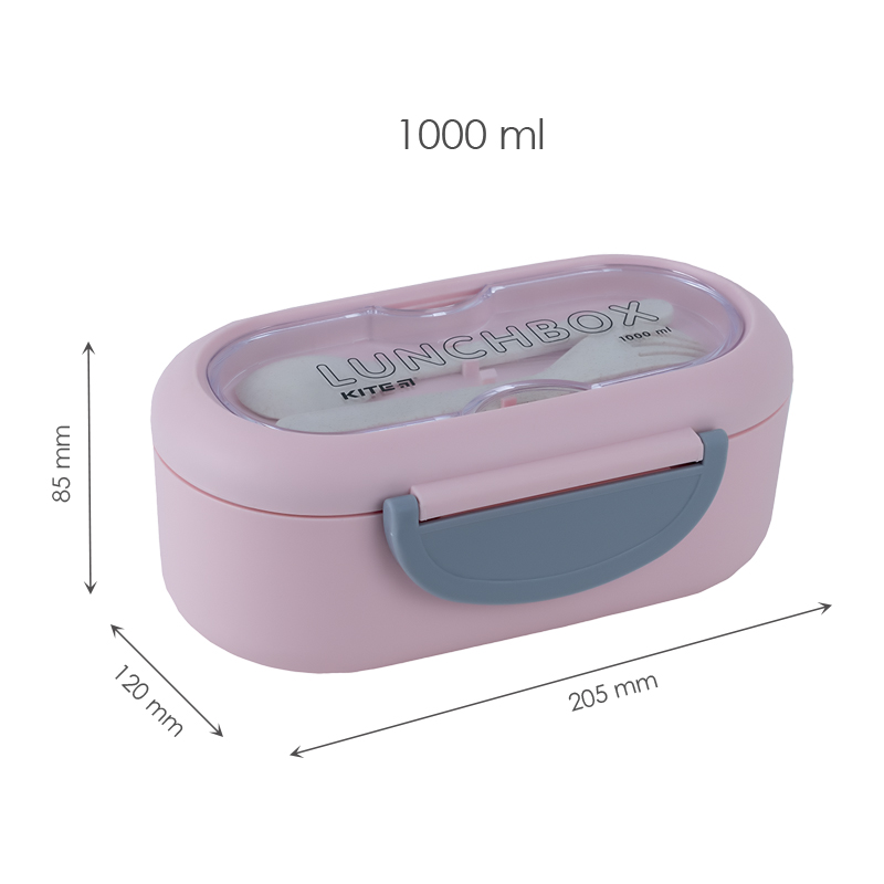 Lunchbox with divider Kite K23-185-3, 1000 ml, pink
